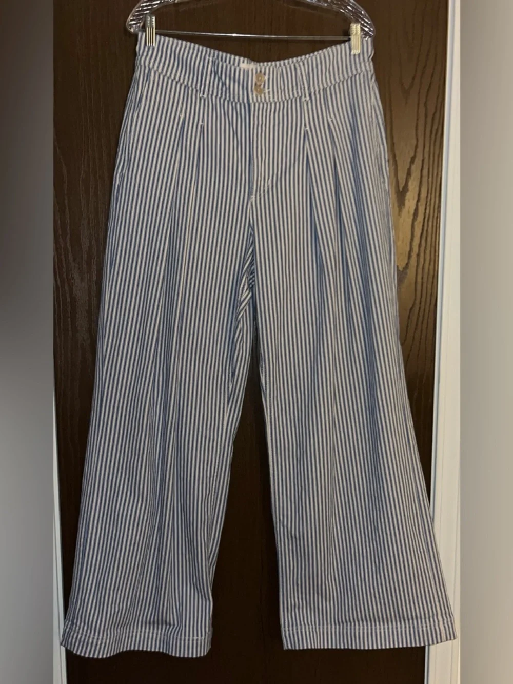 Boden Brompton Wide Leg Trousers in Blue Stripe size 12R - Picture 11 of 12